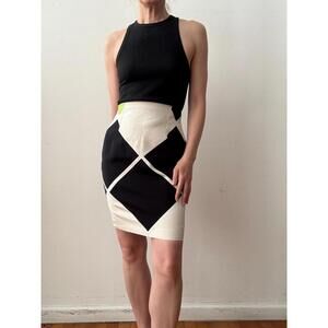 Vintage Gianni Versace Black & White Graphic Mini Skirt